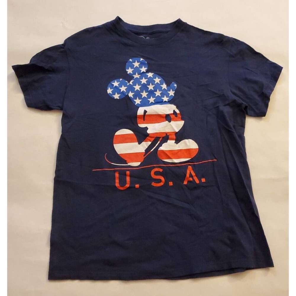 USA Mickey Mouse Disney T-Shirt Size Medium Red White Blue 4th of July SS